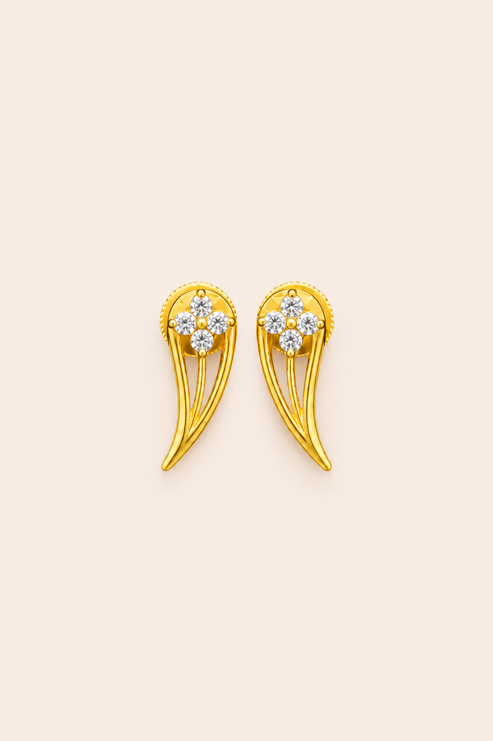 Elegant Floral Drop Gold Earrings
